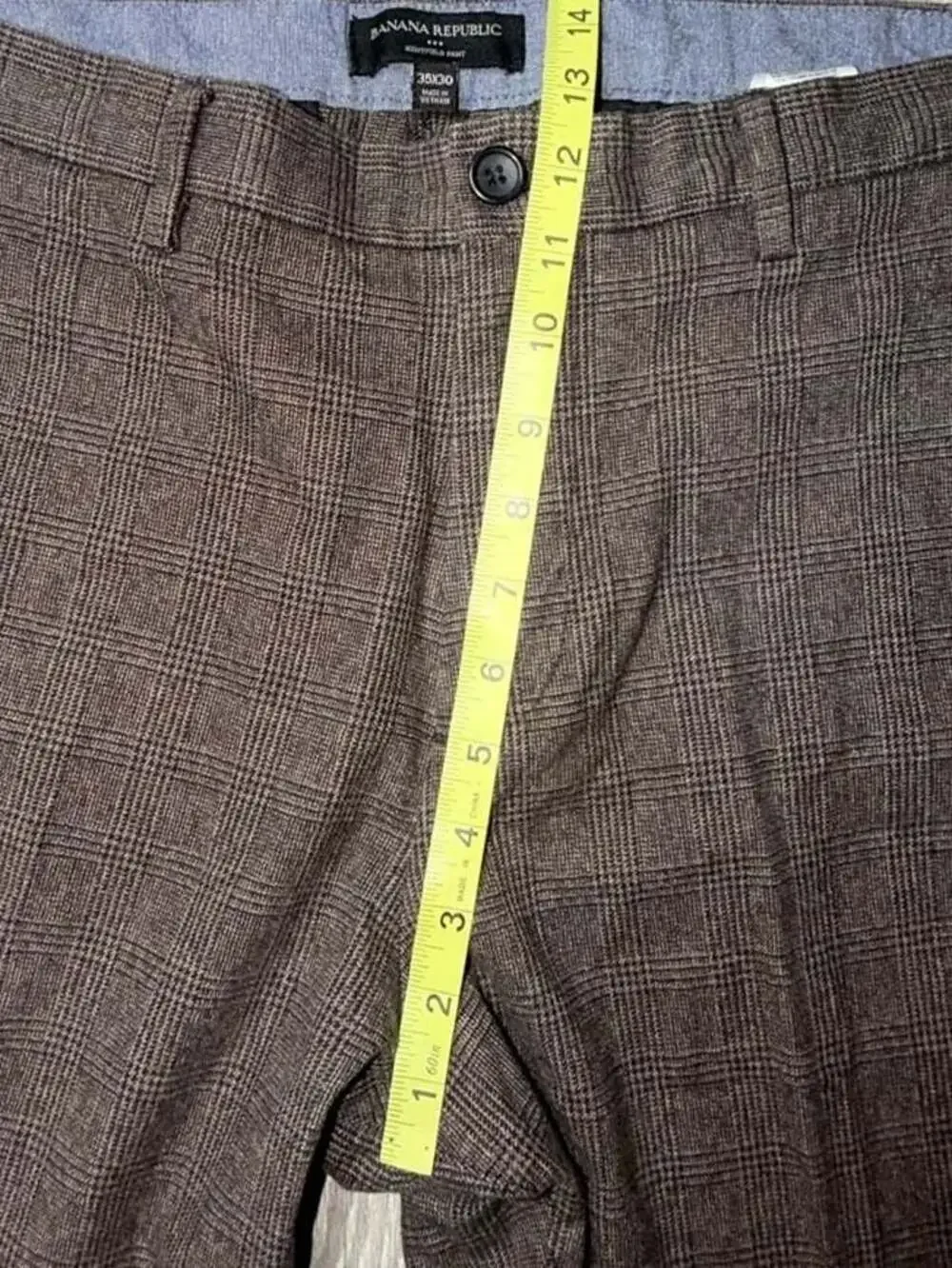 Banana Republic Kentfield Pant Men's Brown Plaid Dress Trousers 35x30